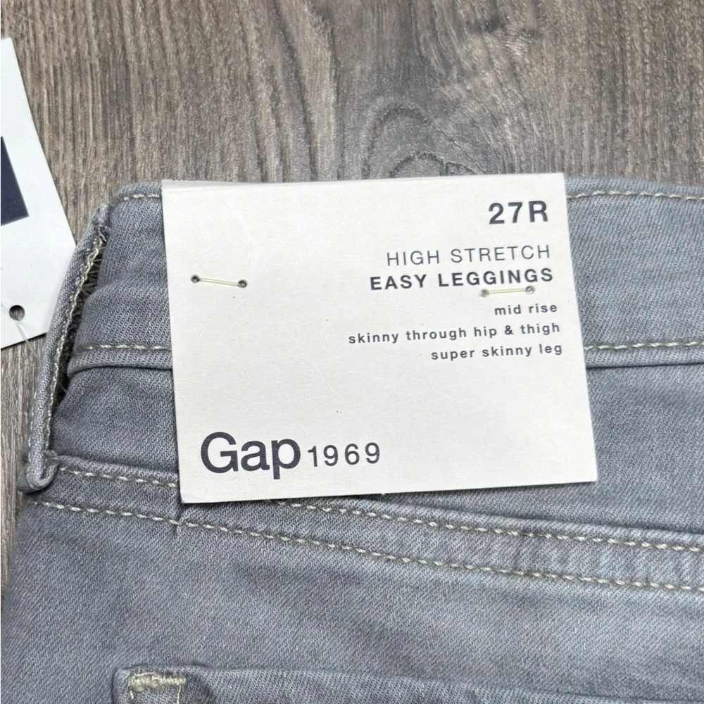 NWT GAP Easy Leggings Grey High Stretch Mid Rise Super Skinny Leg Size 27